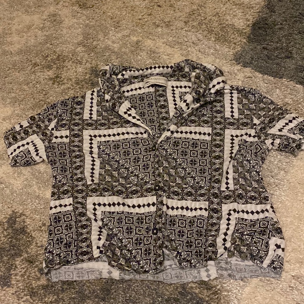Urban outfitters button up crewneck crop top